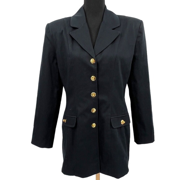 St. John Sport Marie Gray Vintage Cotton Blend Blazer Rare Turn Lock Closures - Picture 6 of 6